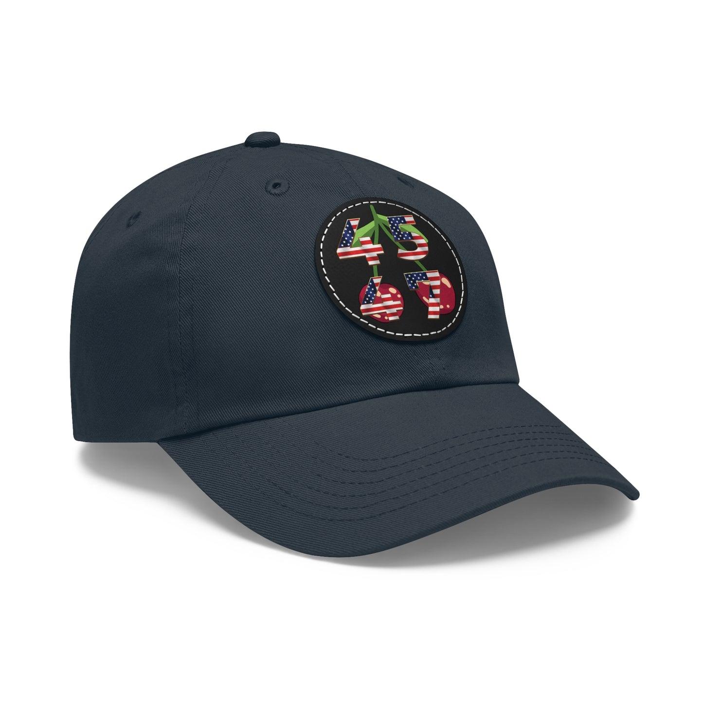 Patriot Collection, 4547 Cherry Ballz Dad Hat with Leather Patch (Round), - SoutherTees