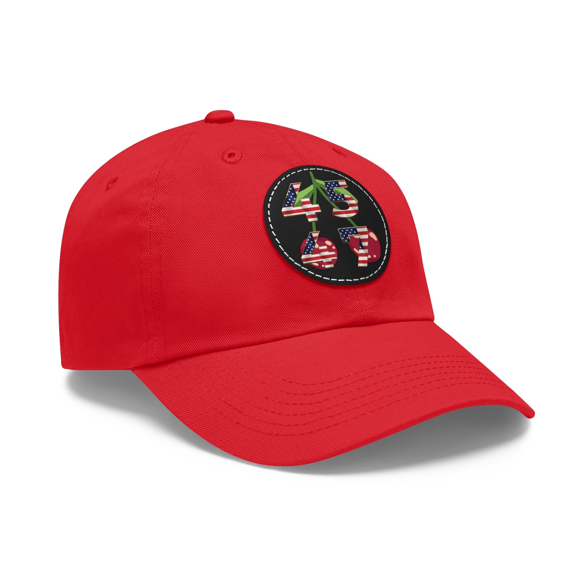 Patriot Collection, 4547 Cherry Ballz Dad Hat with Leather Patch (Round), - SoutherTees