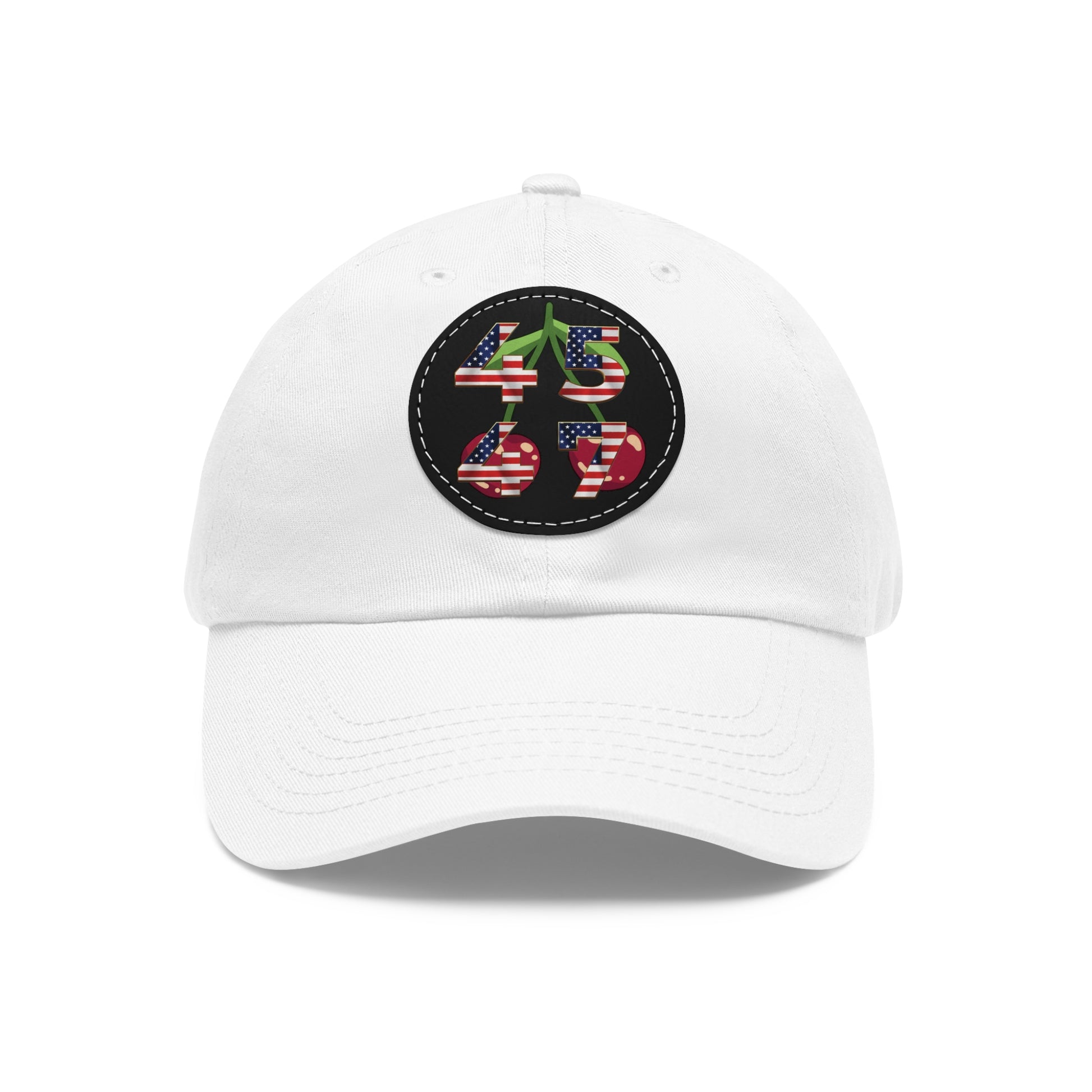 Patriot Collection, 4547 Cherry Ballz Dad Hat with Leather Patch (Round), - SoutherTees