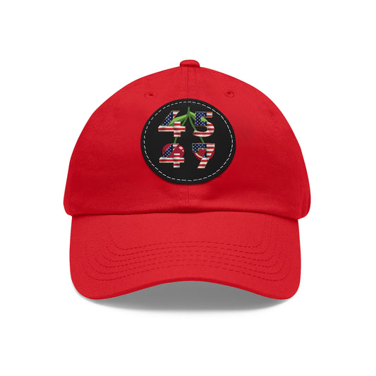 Patriot Collection, Cherry Balls 4547 Dad Hat with Leather Patch (Round)