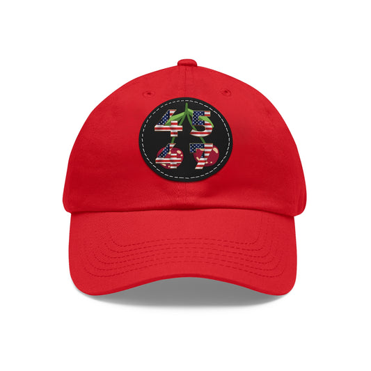 Patriot Collection, 4547 Cherry Ballz Dad Hat with Leather Patch (Round), - SoutherTees