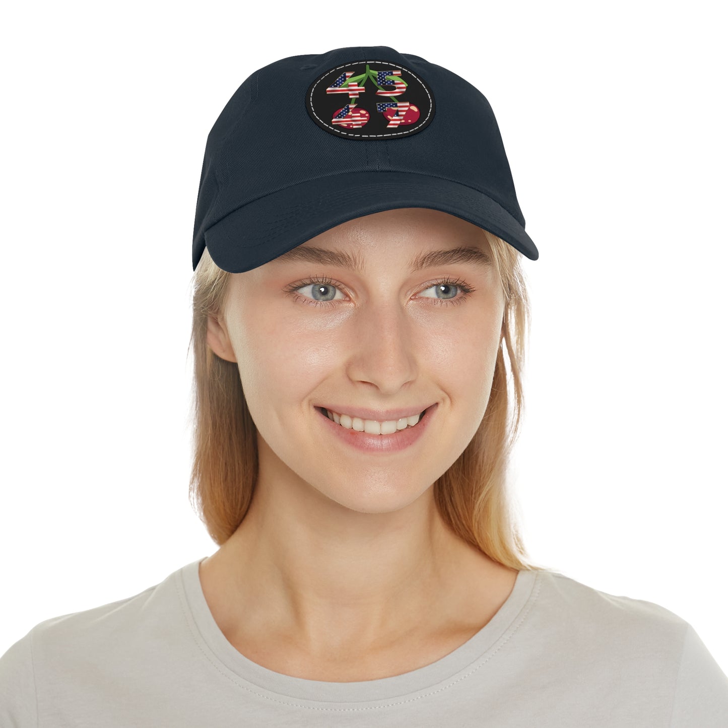 Patriot Collection, 4547 Cherry Ballz Dad Hat with Leather Patch (Round), - SoutherTees