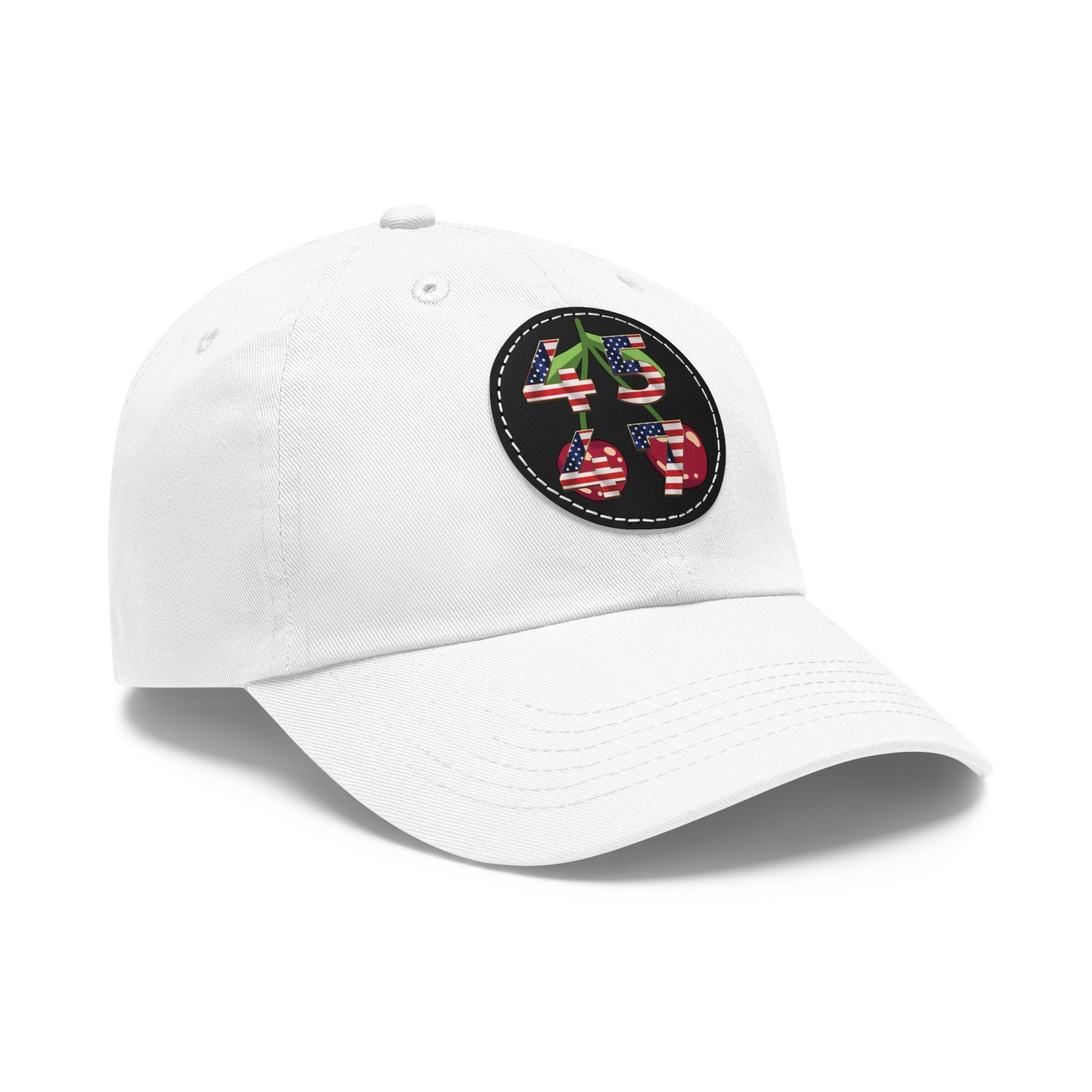 Patriot Collection, 4547 Cherry Ballz Dad Hat with Leather Patch (Round), - SoutherTees