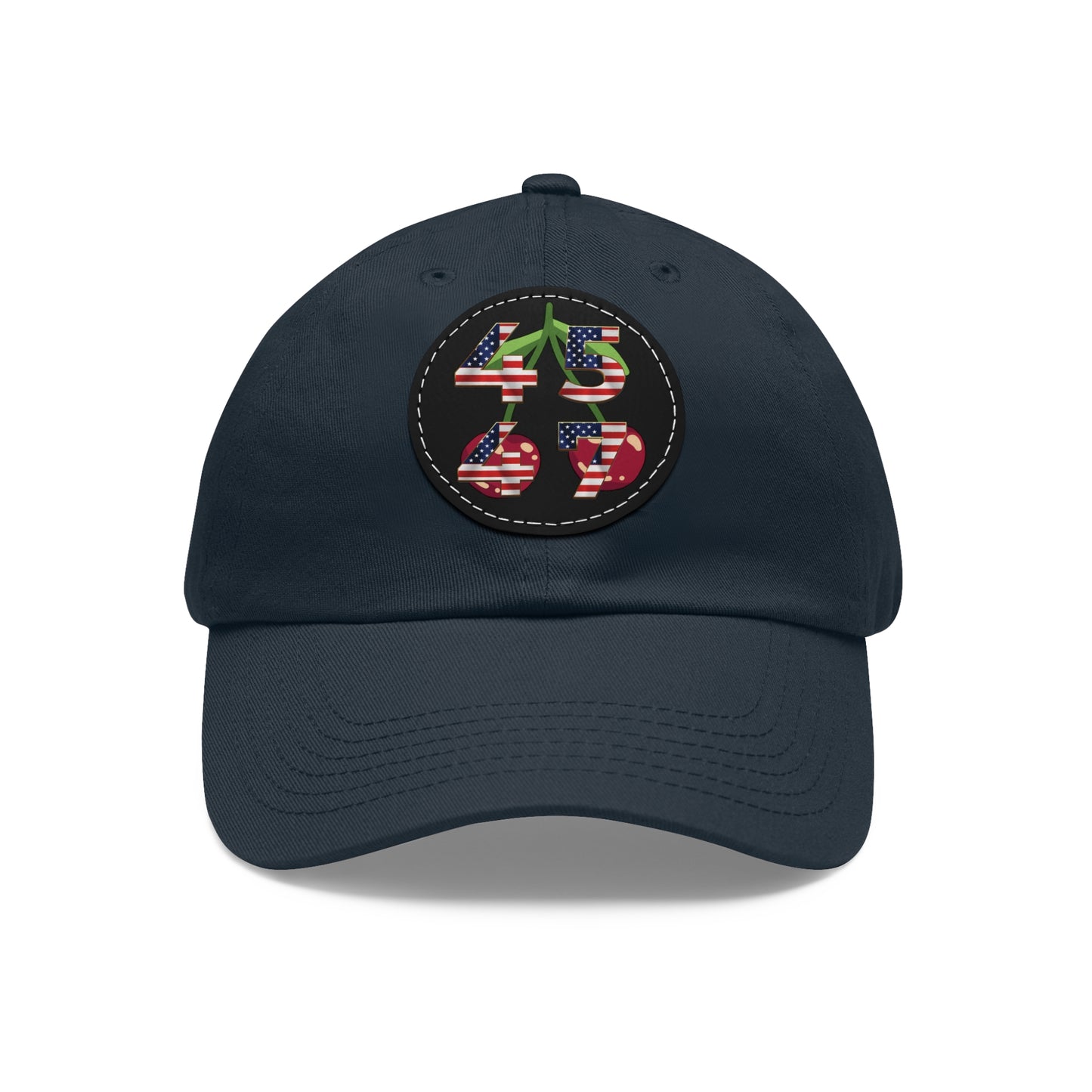 Patriot Collection, 4547 Cherry Ballz Dad Hat with Leather Patch (Round), - SoutherTees