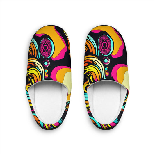 55. Men and Women's Slippers House Shoes 1980 Southern Woman Psychedelic Design, Indoor, EDM Slippers, Anti-skid - SoutherTees