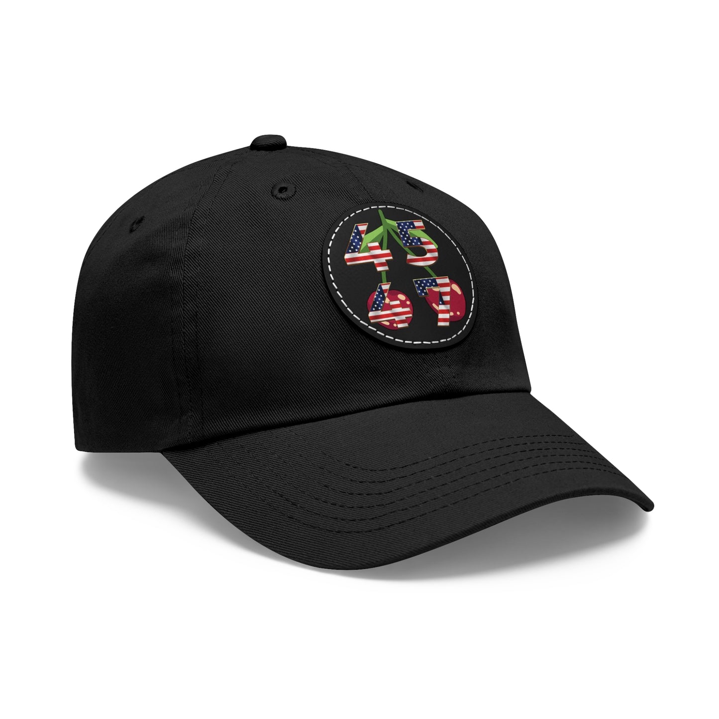 Patriot Collection, 4547 Cherry Ballz Dad Hat with Leather Patch (Round), - SoutherTees