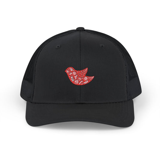 Red Bird Black Snap-back Mesh Trucker Hat