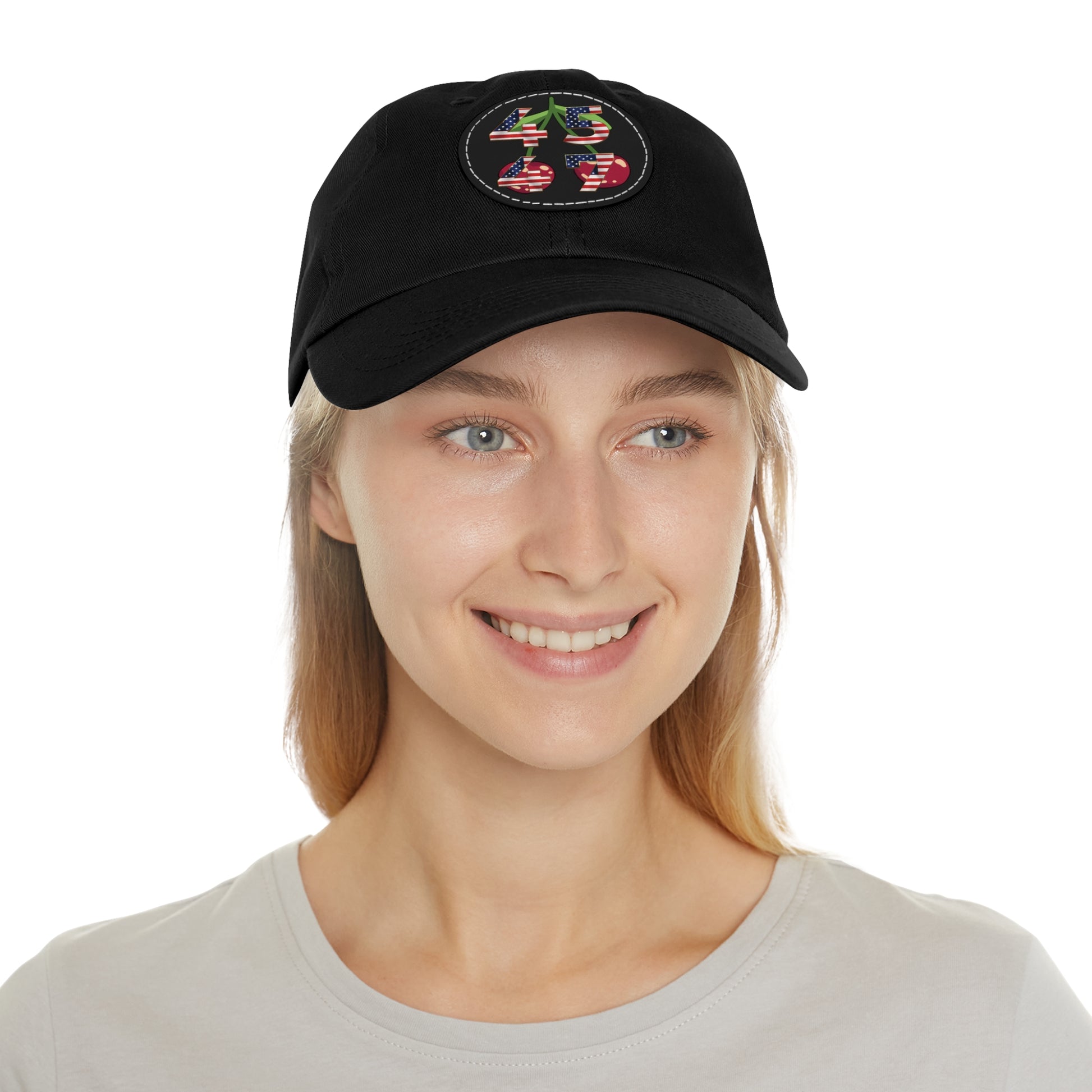 Patriot Collection, 4547 Cherry Ballz Dad Hat with Leather Patch (Round), - SoutherTees